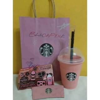 全新 現貨 星巴克 BLACKPINK Reusable cup 冷水杯 貼紙 紙袋 星冰樂 冷飲杯 咖啡杯 環保杯