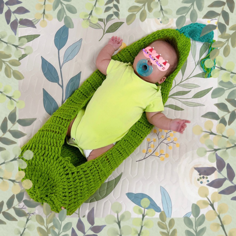 二手 九成新 嬰兒拍照道具 豌豆 豆莢 造型 攝影服裝 睡袋 毛線編織 拍照服新生兒 嬰兒拍照 寫真道具 造型