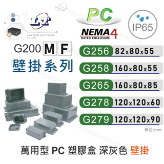 『聯騰．堃喬』Gainta G256MF~G279MF 萬用型 IP65 防塵防水 PC 塑膠盒 配線盒 控制盒 治具盒