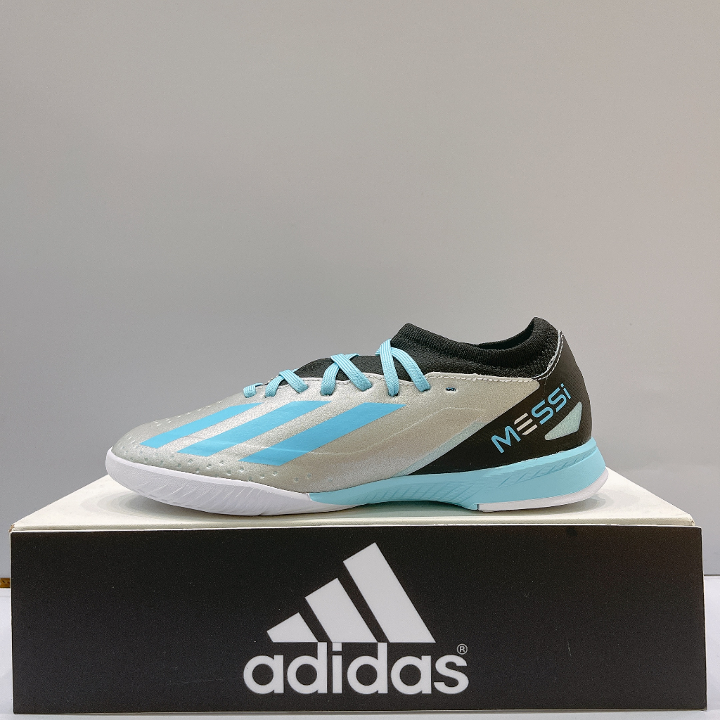 adidas X CRAZYFAST MESSI.3 IN J 中童 水藍 平底 室內 運動 足球鞋 IE4075