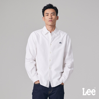 Lee 休閒小LOGO寬鬆長袖襯衫 男 白色 MODERN LB307006K14