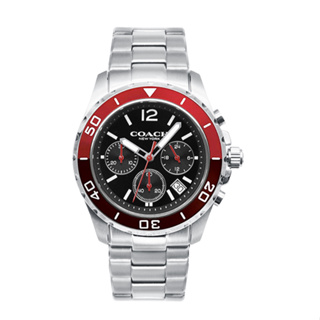 COACH | 經典KENT系列 帥氣三眼計時腕錶/手錶/男錶 /白鋼紅黑-14602556