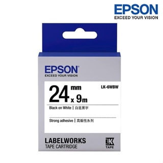 【含稅店】EPSON LK-6WBW 白底黑字 標籤帶 高黏性系列 (寬度24mm) 標籤貼紙 S656407