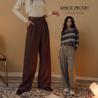Space Picnic｜壓摺西裝寬褲-附皮帶-4色【C23081086】