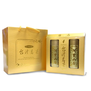 【萬年春】阿里山茶葉金色禮盒150公克(g)*2罐/盒(手工採摘高山烏龍茶)