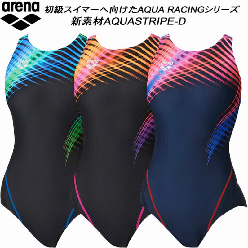 M號現貨Arena FAR-3570W AQUA STRIPE-D 連身泳衣泳裝低叉FINA競賽款