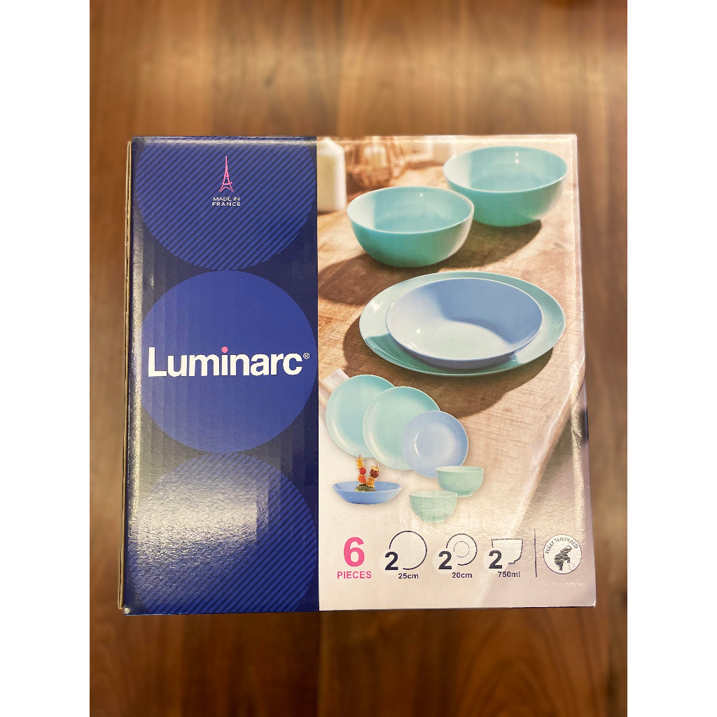 (免運)法國樂美雅 Luminarc香榭法蘭餐具六件組 藍綠 蒂芬尼綠 全新 美樂家贈品