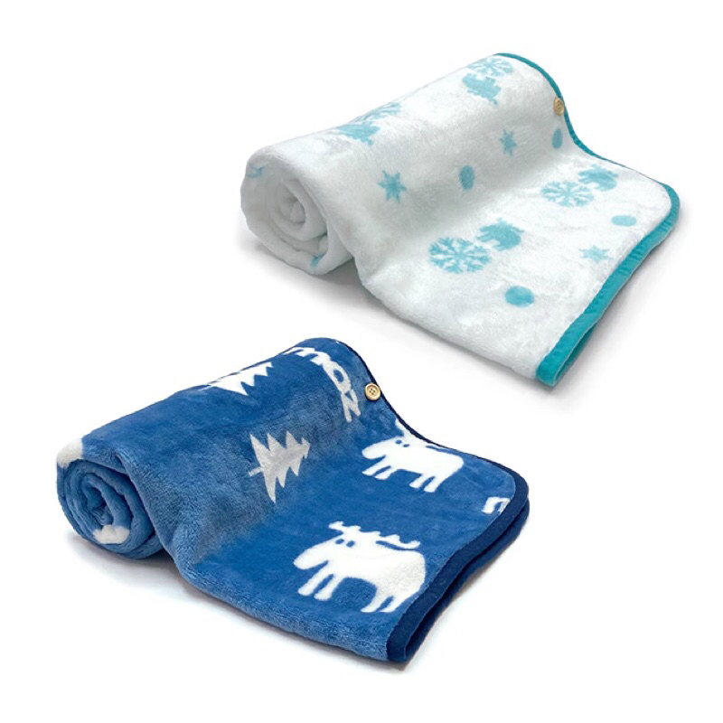 MOZ瑞典麋鹿 北歐風毛毯 冷氣毯 有扣子可披在身上