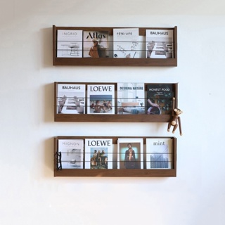 Ouniu丨 原木書架 掛墻置物架 墻面展示架 上墻書報架墻上雜誌架 墻壁裝飾 繪本架 （可訂製尺寸）