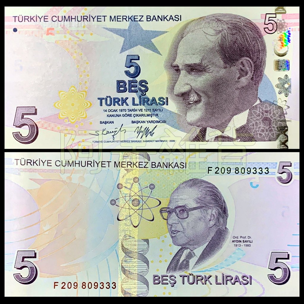 阿呆雜貨 現貨實拍 土耳其 5里拉 2009/20/23年 鈔票 紙鈔 鈔 幣 錢幣 外鈔 外幣 非現行貨幣