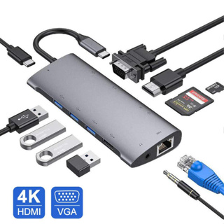 TYPE-C 11合1擴充器HUB,HDMI,VGA,SD讀卡槽,網路孔,USB,3.5耳機,4K高畫質 hdmi轉接頭