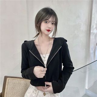 胖胖美依 短外套 小外套 罩衫 長袖連帽春秋外套 韓版寬鬆顯瘦拉鍊上衣絲光棉BC1030.948.