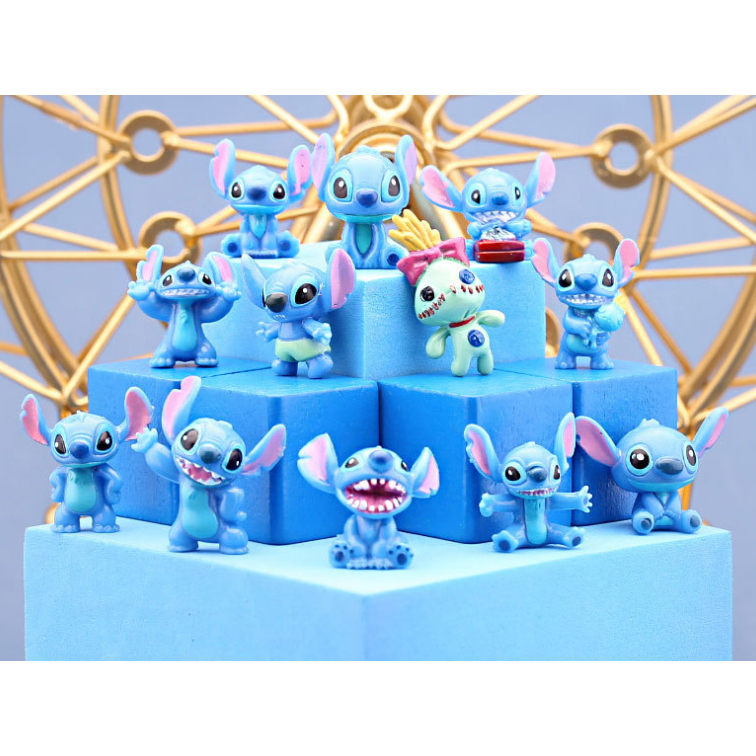 【小灰熊積木】(台灣發貨超便宜 )迷你史迪奇一套12隻  公仔 擺件 小盒玩 盲盒 娃娃機 批發 零售 港版彩盒 公仔