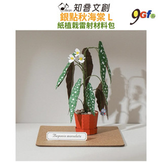 紙模型 紙植栽雷射材料包 銀點秋海棠 L 9028407 紙風景 手作 擺飾 紙模型紙雕 裝飾 DIY 壓克力展示盒
