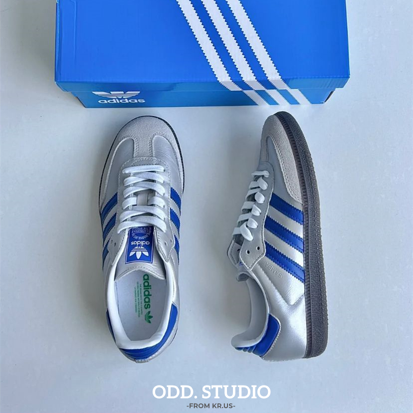 ODD/ Adidas Originals samba OG 銀藍 銀粉 Y2K 復古 德訓鞋 男女 IG1024