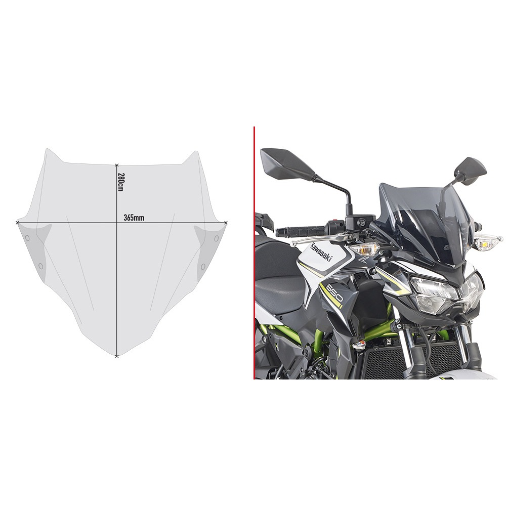 Y.S GIVI 4128S+A4128A KAWASAKI Z 650 風鏡+風鏡支架