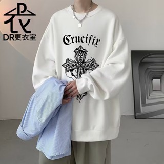 DR更衣室-大學T 歐美嘻哈大十字架加絨長T 長袖T恤 大尺碼8XL 美式上衣 男生衣服 男裝【NL663013】