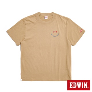 EDWIN 寬版 吉普車印花短袖T恤(淺卡其)-男款