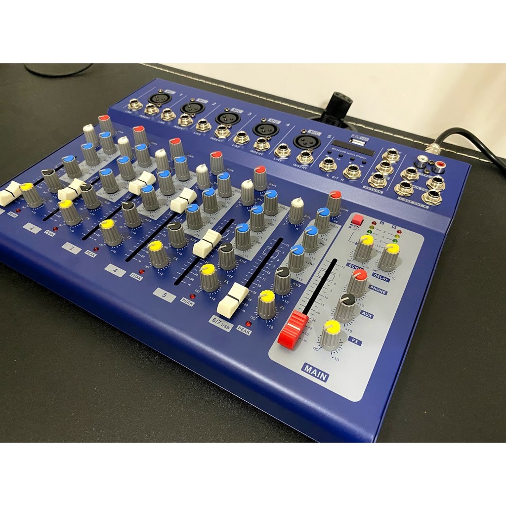 2021年最新版7軌 藍芽 USB 混音器 MIXER 內建迴音 USB播放 48V幻象電源 卡拉OK