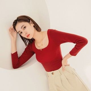 OB嚴選 小腰精系列。收腹美胸大U領保暖長袖BRA TOP 《AB16269》大尺碼/女裝/現貨