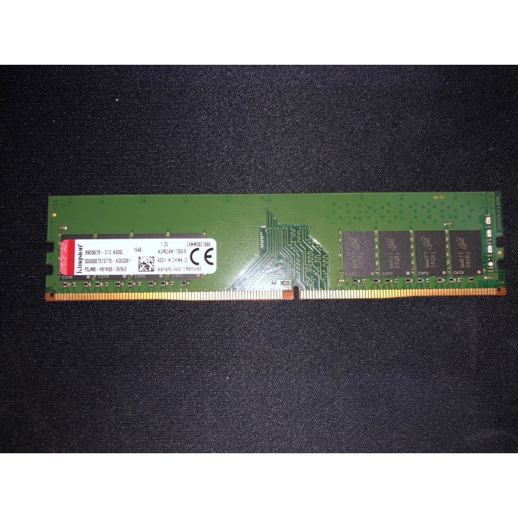 金士頓 DDR4 2400 8G 8GB 單面 KVR24N17S8/8