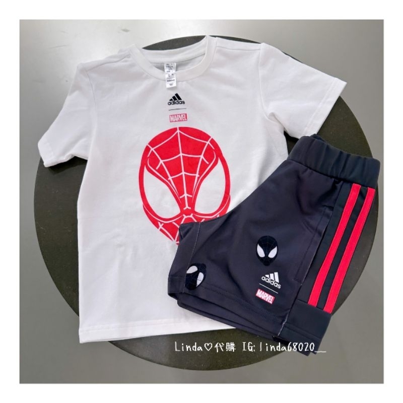 Linda❤️代購 ⚠️ Adidas 漫威 蜘蛛人SPIDER-MAN 運動 套裝 短袖 短褲 童裝 IB4851