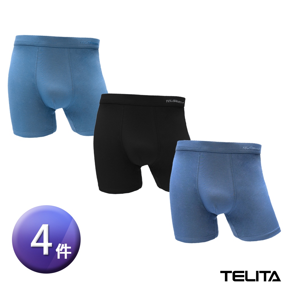 【TELITA】抗菌素色彈性針織平口褲/四角褲(超值4件組) TA2407 抗菌平口褲