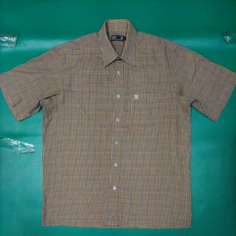 英國 DAKS 台灣製 高級立體繡 純棉 優雅 質感 貴氣 短袖 襯衫 L號（XL號可穿）