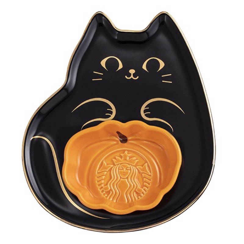 全新現貨👍🏻黑貓抱南瓜瓷盤組Starbucks星巴克