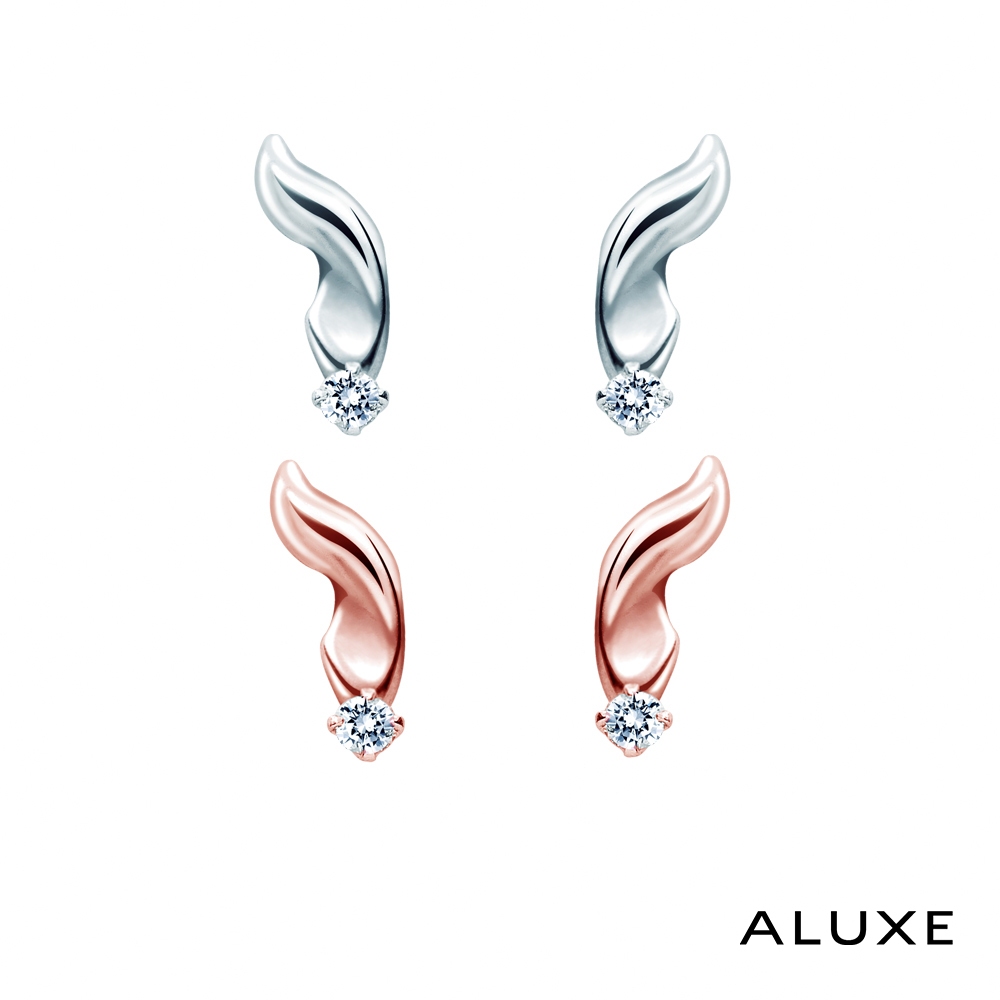 ALUXE 亞立詩 18K金 鑽石耳環 星辰點點 羽翼形 EE0736