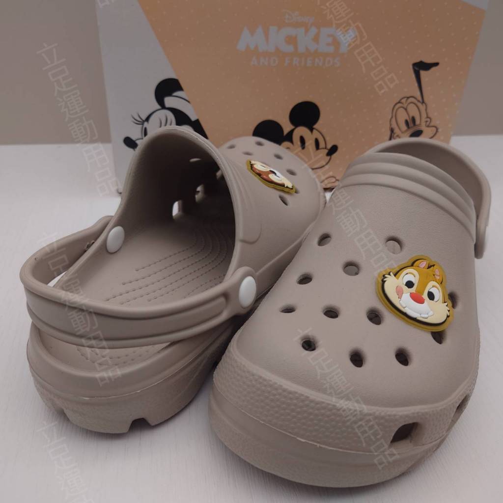 立足運動用品 女鞋 22號-25號 Disney迪士尼授權 奇奇蒂蒂立體造型防水洞洞涼鞋 DA23013 奶茶