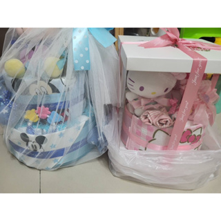 Hello Kitty 凱蒂貓 米奇男女寶寶 尿布蛋糕 新生兒禮盒 彌月禮 滿月禮 探房禮 週歲禮 特價900元