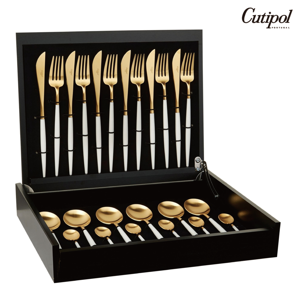 葡萄牙Cutipol-GOA白金系列餐具 主餐刀叉匙24件組 禮盒組