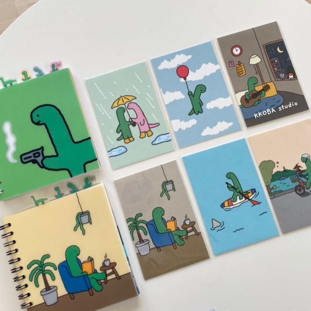 🇰🇷 韓國KKOBA 現貨 Joguman Studio 恐龍系列 明信片 生日賀卡 傘下時光 衝浪 單車 韓國文創