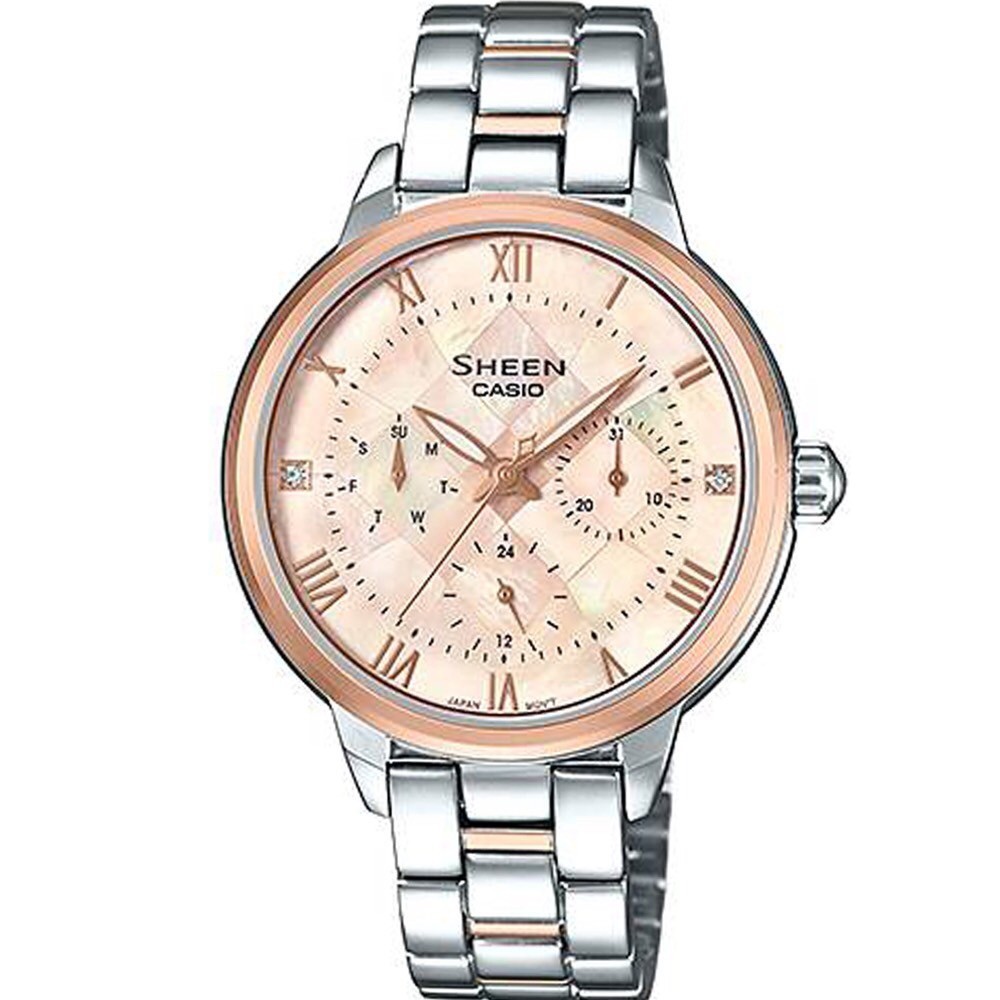 【CASIO 卡西歐】SHEEN系列 耀眼羅馬時刻優雅風格腕錶 SHE-3055SPG-4A 35mm 現代鐘錶