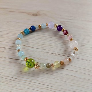 溫柔自然系-草莓晶、紫水晶、紫玉髓、海藍寶~**遇見天然石手鍊**