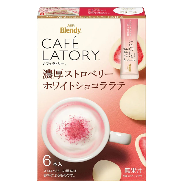 &lt;現貨&gt;日本代購 AGF Blendy CAFE LATORY 奶泡 濃厚 草莓白巧克力拿鐵 無咖啡因 草莓 白巧克力