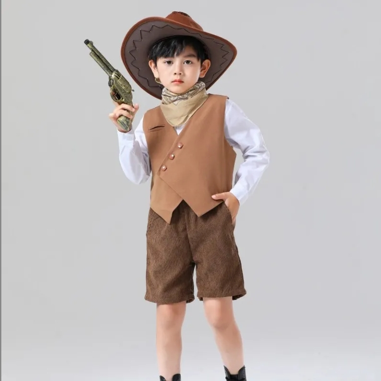 兒童演出服 cosplay服 男女童西部牛仔 六一角色扮演服 萬聖節套裝 兒童cos服 角色扮演服裝