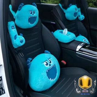【新品】日系可愛卡通怪物汽車頭枕 座椅靠背靠枕 安全肩帶套 車飾內飾用品 護肩安全帶套