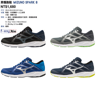 【詹姆士的店】MIZUNO 美津濃 男款 慢跑鞋 跑步鞋 MIZUNO SPARK 7 運動鞋