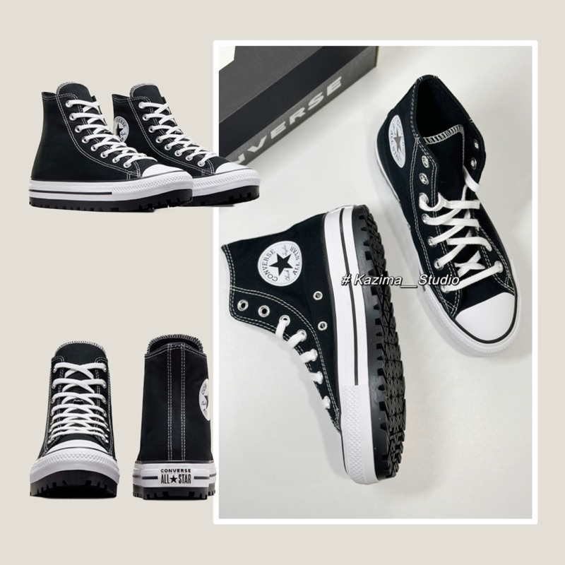 Kazima ｜現貨 Converse All Star City Trek 高筒 厚爪 黑 鋸齒 厚底 A06776C