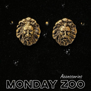 ★MONDAY ZOO★免運歐美懷舊獅子王金色耳釘復古耳釘復古耳環獅子王耳環萬獸之王耳環