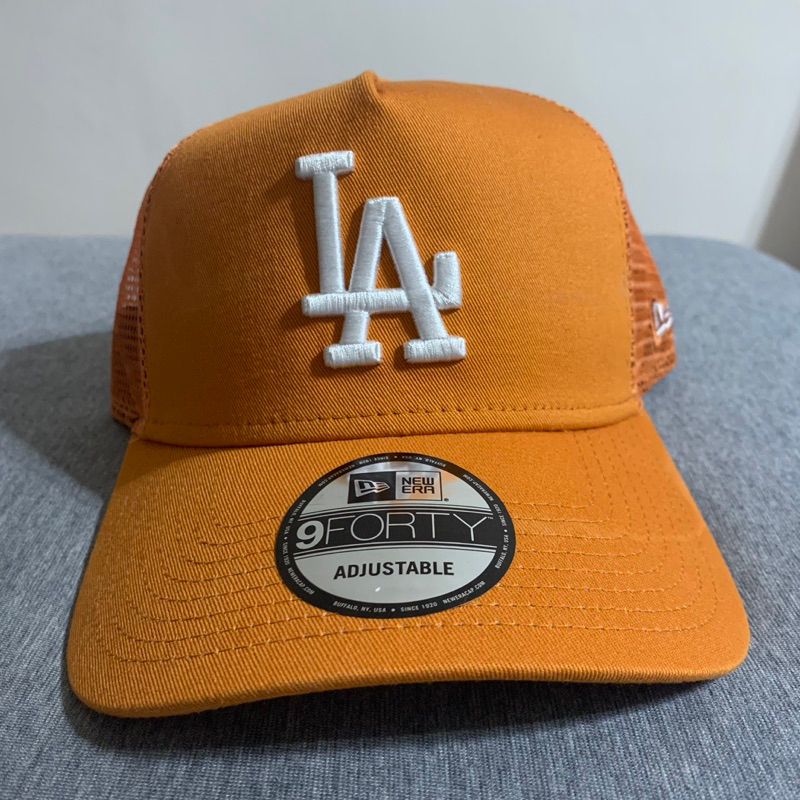 NEW ERA 6 PANEL 棒球帽SNAPBACK 網帽 橘色卡車司機帽 道奇隊 LA 大聯盟 MLB