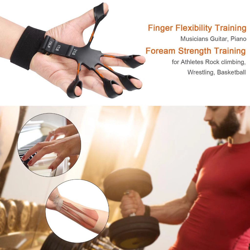 5指手指訓練器手腕拉力器投籃矯正器投籃球訓練輔助 矽膠握力器矽膠手腕5指拉力器復健訓練器運動健身器材用