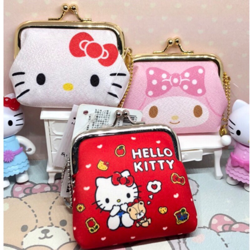 日本帶回來的Hello Kitty美樂蒂和風布零錢包吊飾