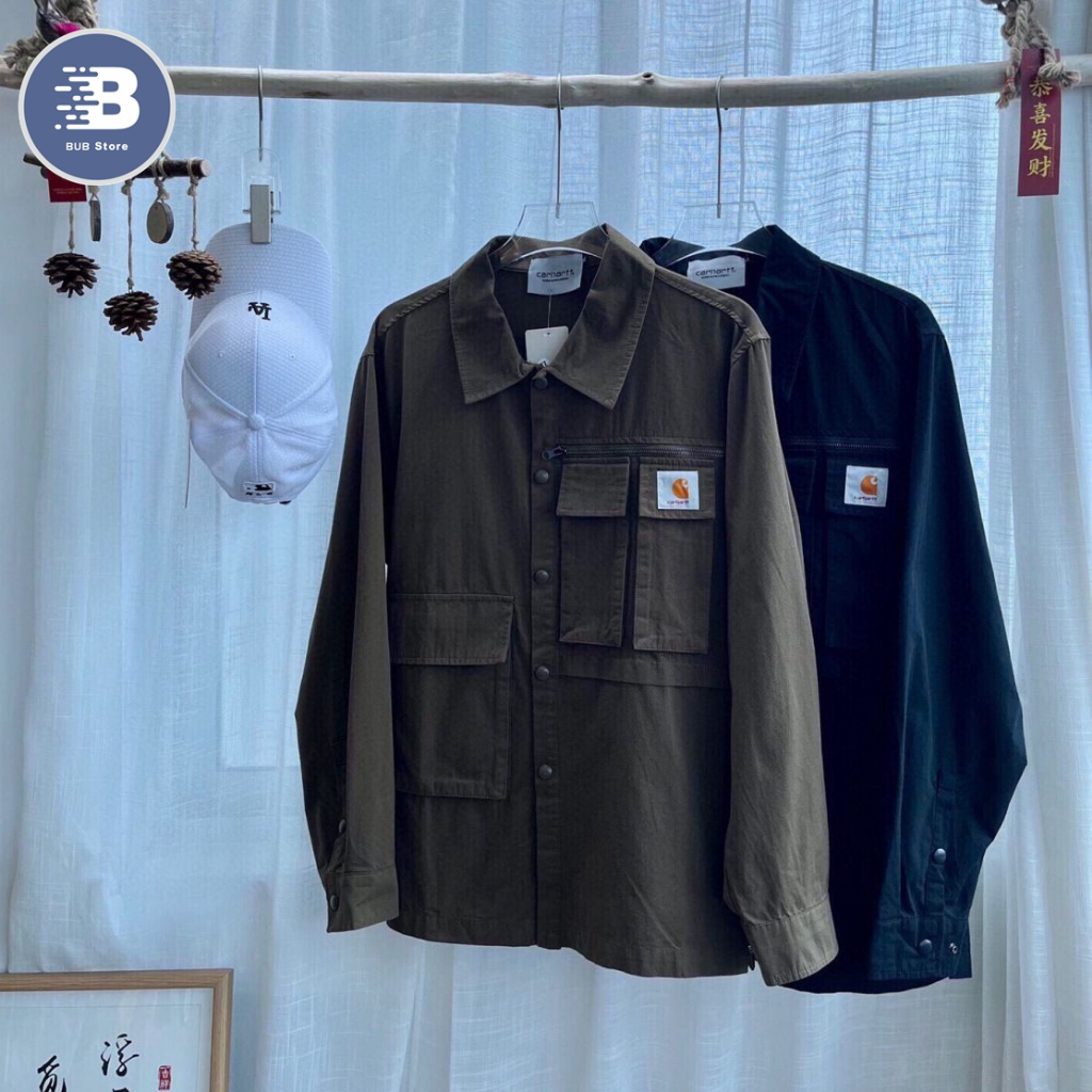 💕BUB💕 （免運）carhartt WIP卡哈特 工裝潮牌 復古拉鏈口袋夾克 襯衫 薄款外套 男女同款