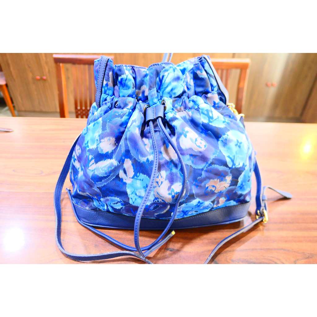 [吉宏精品交流中心]LV 藍色 帆布 印花 水桶包 手提包 肩背包 斜背包