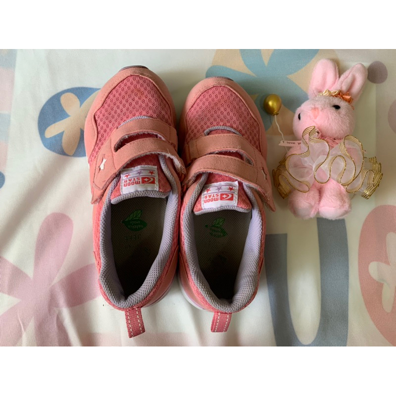 (二手）moonstar粉紅布鞋 童鞋 寬楦版 21 月星 女童 兒童