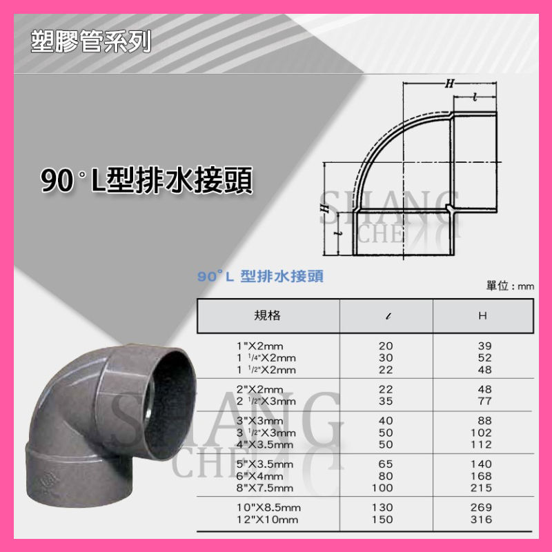 【尚成百貨】南亞 PVC 90度彎頭 排L PL 1-1/2"~2-1/2" L型排水接頭 水管接頭 管材 塑膠管料.