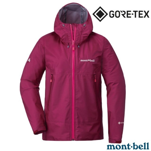 【MONT-BELL】女 款 三層輕量連帽防水外套 GORE-TEX 登山風雨衣 衝鋒衣 風衣_深紫紅_1128617